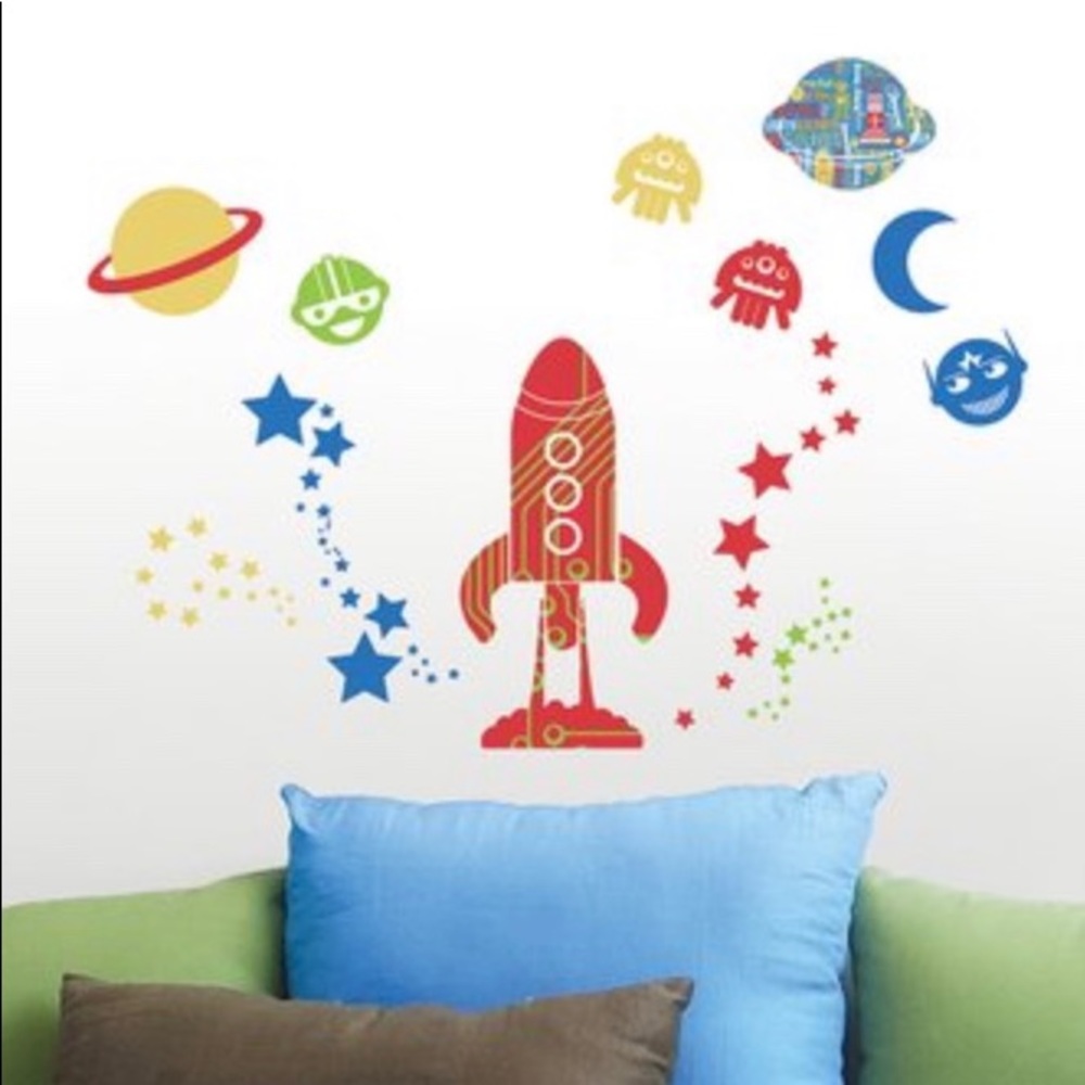 Once Upon A Wall Rocketship Adhesive Wall Art